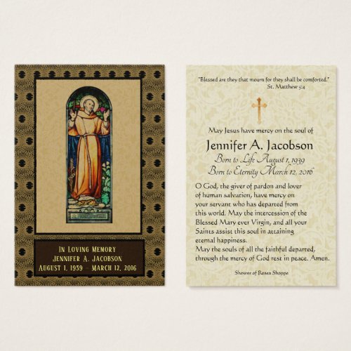 St Francis of Assisi Funeral Memorial Holy Card