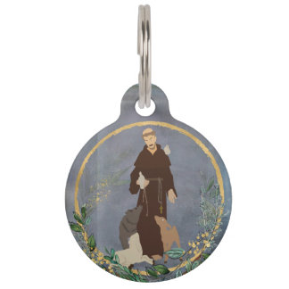 St. Francis of Assisi Gold Botanical Pet Protecter ID Tag