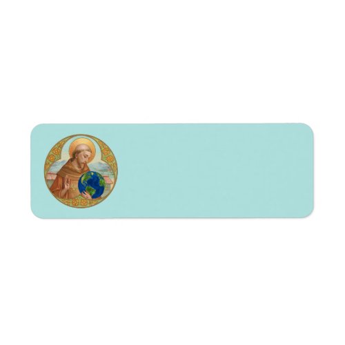 St Francis of Assisi Holding Earth Label