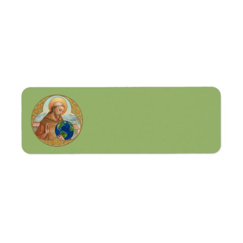 St Francis of Assisi Holding Earth Label