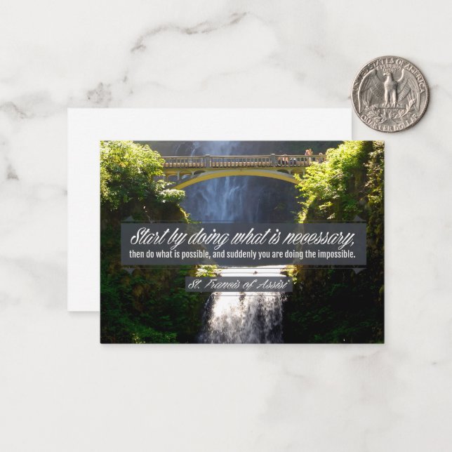 St Francis of Assisi Inspirational Quote "Doing" Note Card (Front/Back In Situ)