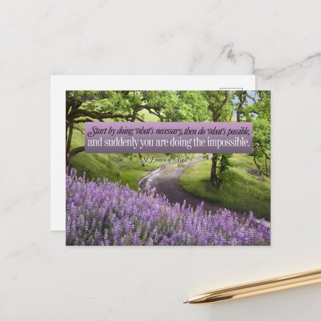 St Francis of Assisi Inspirational Quote Possible Postcard (Front/Back In Situ)