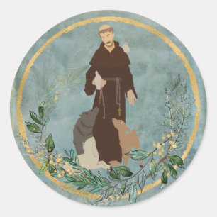 St. Francis of Assisi Jade Gold Pet Protecter  Classic Round Sticker