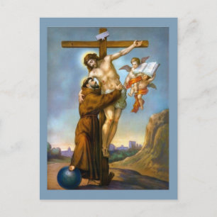 St. Francis of Assisi Jesus Crucifixion Angels Postcard