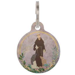 St. Francis of Assisi Marble Gold Pet Protecter  Pet ID Tag