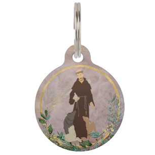 St. Francis of Assisi Marble Gold Pet Protecter Pet ID Tag