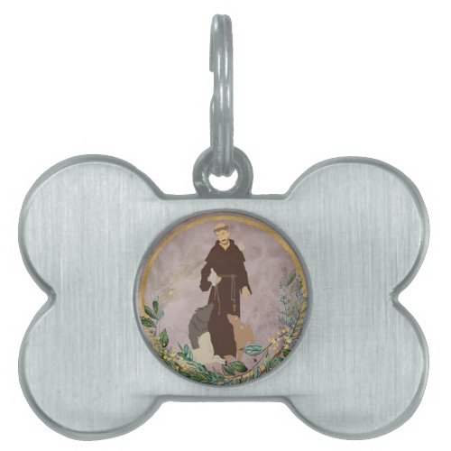 St Francis of Assisi Marble Gold Pet Protector  Pet ID Tag