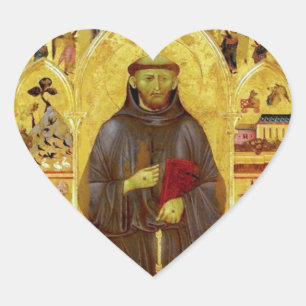 St. Francis of Assisi Medieval Icon Religious Heart Sticker