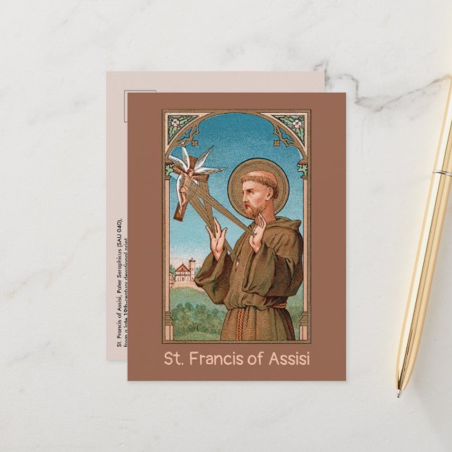 St. Francis of Assisi, Pater Seraphicus (SAU 040)  Postcard (Front/Back In Situ)