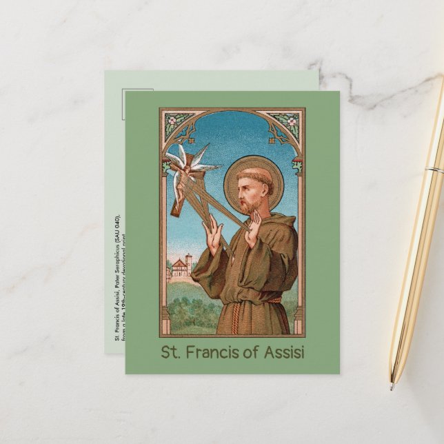 St. Francis of Assisi, Pater Seraphicus (SAU 040)  Postcard (Front/Back In Situ)