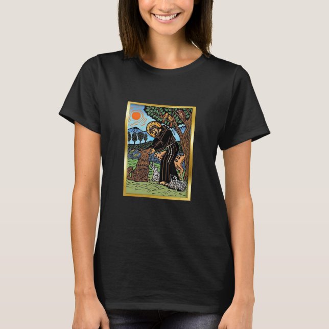 St Francis Of Assisi Patron Saint Of Animals Catho T-Shirt (Front)