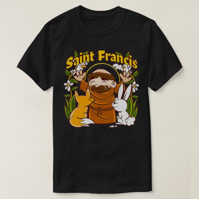 St Francis of Assisi Patron Saint of Animals Catho T-Shirt (Design Front)