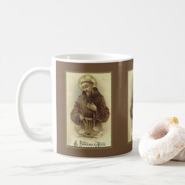 St. Francis of Assisi Patron Saint of Animals Coffee Mug (With Donut)