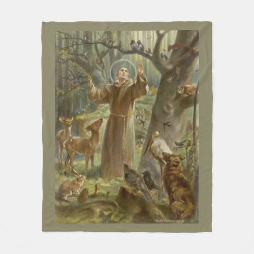 St Francis of Assisi Patron Saint of Animals Fleece Blanket