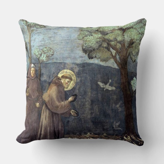 St. Francis of Assisi Patron Saint of Animals Throw Pillow (Front)