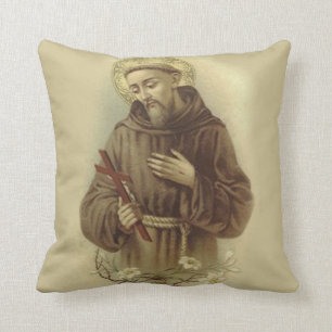 St. Francis of Assisi Patron Saint of Animals Throw Pillow