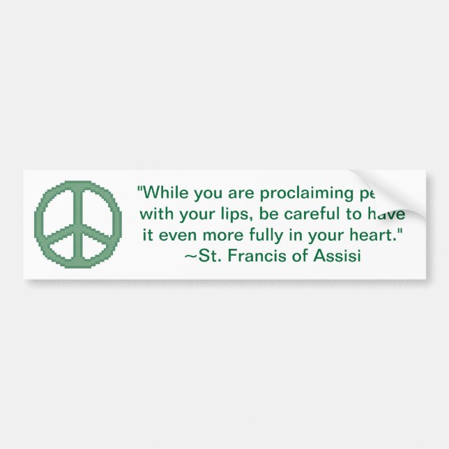St. Francis of Assisi Peace Quote Bumper Sticker (Front)