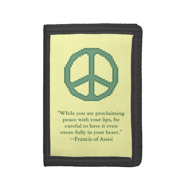 St. Francis of Assisi Peace Quote Tri-fold Wallet (Front Vertical)