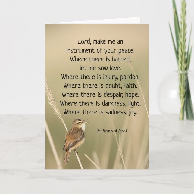 St. Francis of Assisi Prayer Bird Inspirational  Card (Front)
