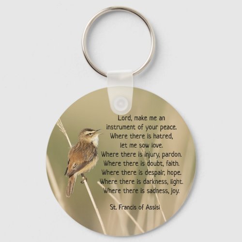 St Francis of Assisi Prayer Bird Inspirational  Keychain