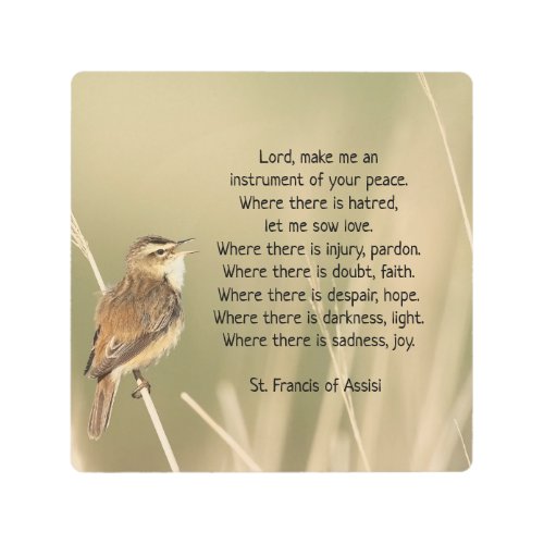 St Francis of Assisi Prayer Bird Inspirational  Metal Print