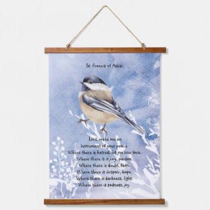 St. Francis of Assisi Prayer Cute Little Bird Hanging Tapestry