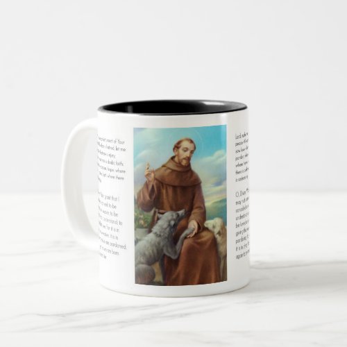 St Francis of Assisi Prayer of Peace Two_Tone Coffee Mug