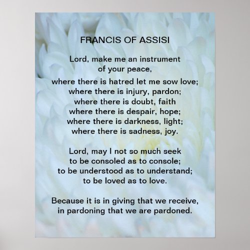 St Francis of Assisi prayer Poster