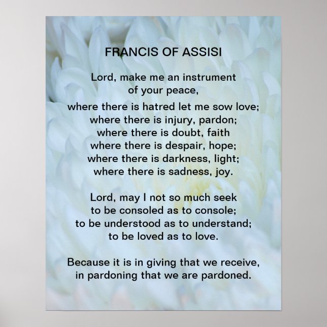 St Francis of Assisi prayer Poster (Front)