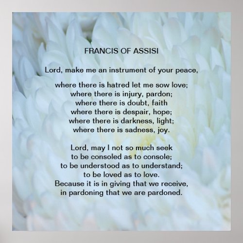St Francis of Assisi prayer Poster