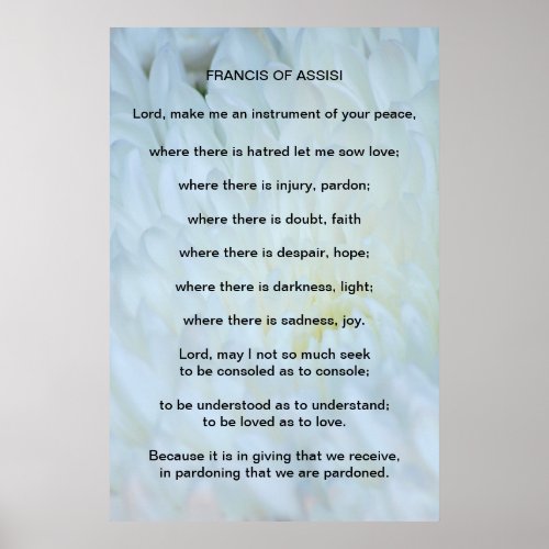 St Francis of Assisi prayer Poster