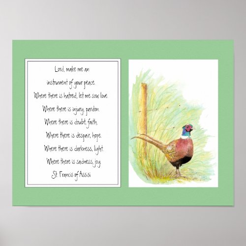 St Francis of Assisi Prayer Ring Necked Pheasant Poster