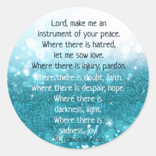 St. Francis of Assisi Prayer Snow Snowflake Winter Classic Round Sticker