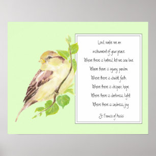 St. Francis of Assisi, Prayer Sparrow bird Poster