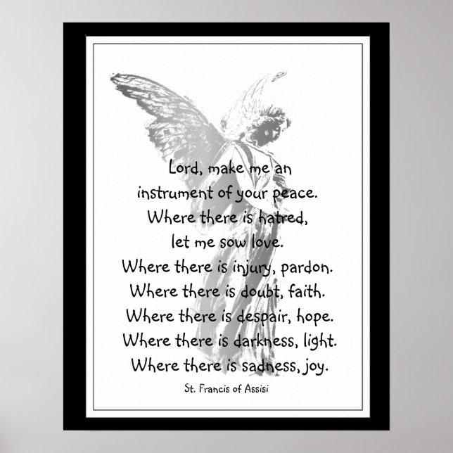 St. Francis of Assisi Prayer with Angel Poster (Front)