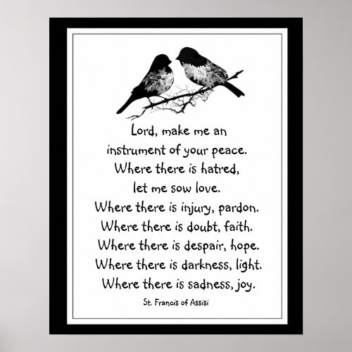 St Francis of Assisi Prayer with Little Birds Poster