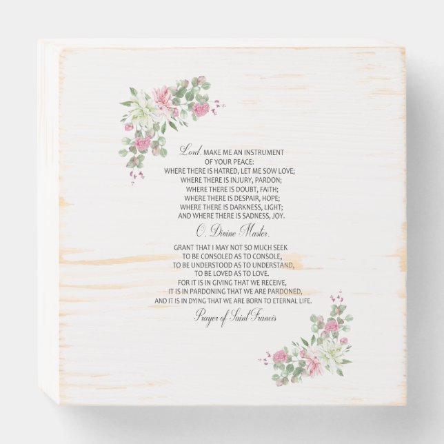 St francis of assisi prayer wooden box sign (Front Horizontal)