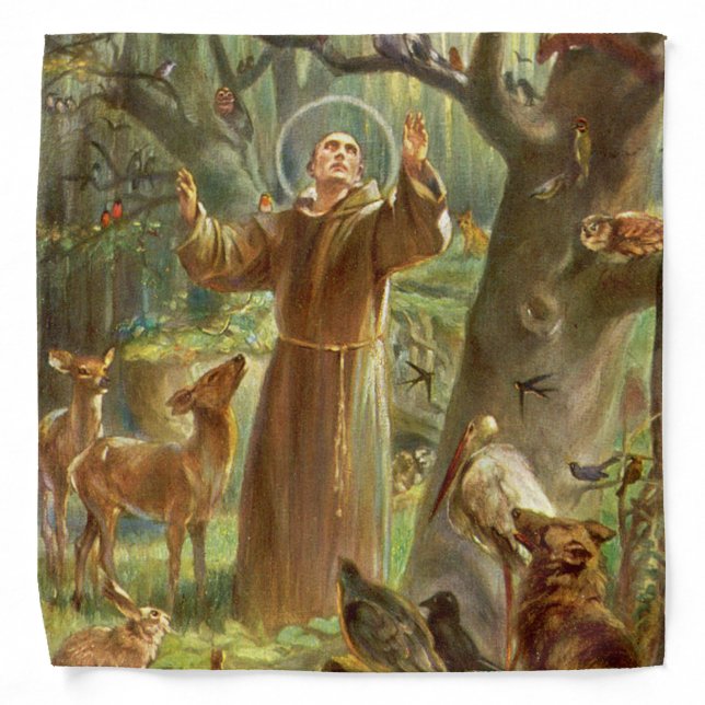 St Francis of Assisi preaching to animals Bandana (Front)