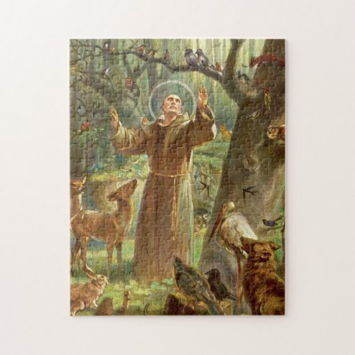 St Francis of Assisi preaching to animals Jigsaw Puzzle