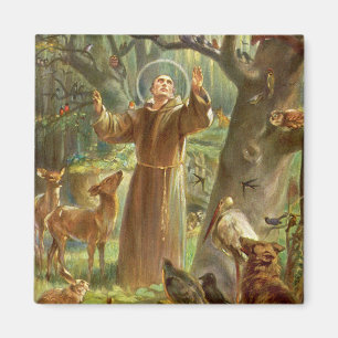 St Francis of Assisi preaching to animals Magnet