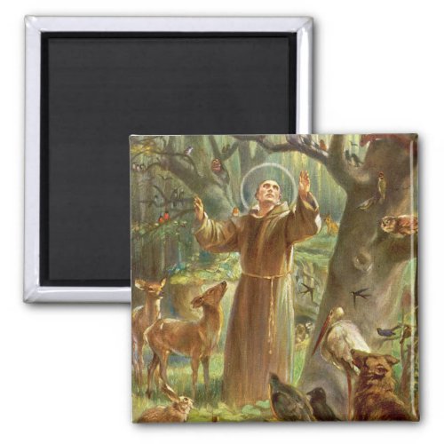 St Francis of Assisi preaching to animals Magnet