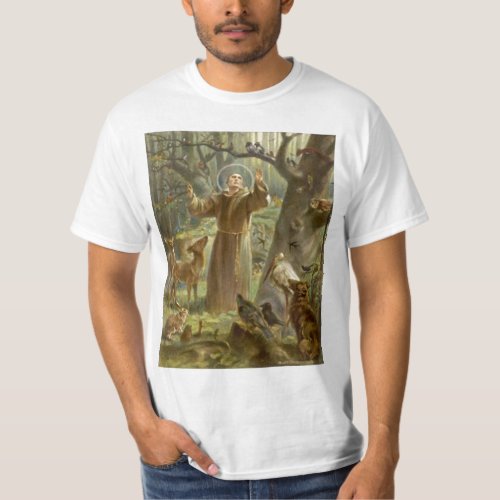 St Francis of Assisi Preaching to the Animals T_Shirt