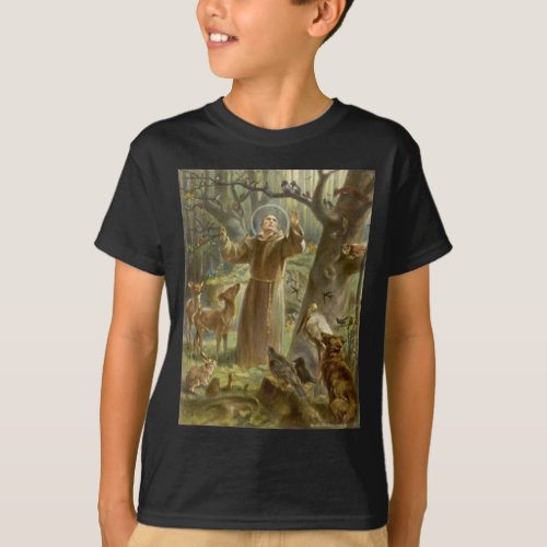 St Francis of Assisi Preaching to the Animals T_Shirt