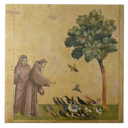 St Francis of Assisi preaching to the birds Ceramic Tile