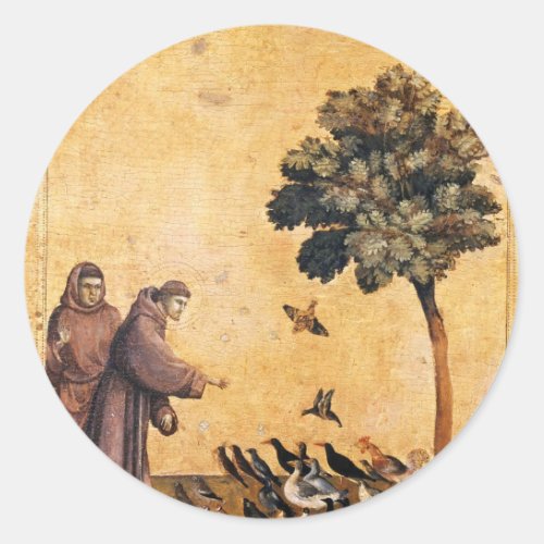 St Francis Of Assisi Preaching To The Birds Classic Round Sticker