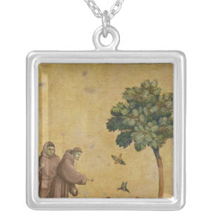 St. Francis of Assisi preaching to the birds Silver Plated Necklace
