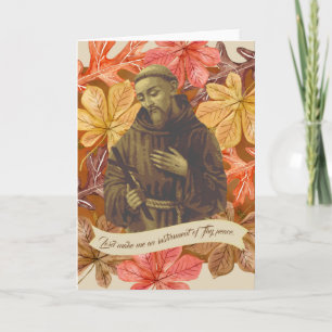 St. Francis of Assisi Quote Autumn Leaves Card