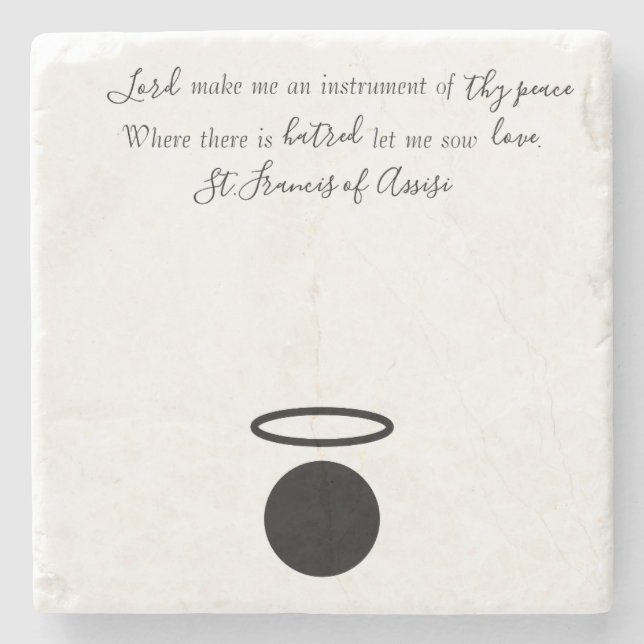 St. Francis of Assisi Quote Stone Coaster (Front)