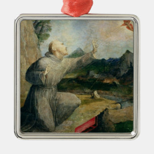 St. Francis of Assisi Receiving the Stigmata Metal Ornament