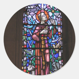St Francis of Assisi stained glass Classic Round Sticker